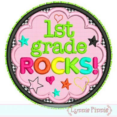 1st Grade Rocks Applique Circle Scallop 4x4 5x7 6x10