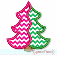 Two Color Christmas Tree Applique 4x4 5x7 6x10 7x11