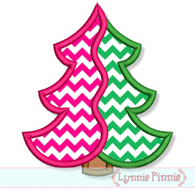 Two Color Christmas Tree Applique 4x4 5x7 6x10 7x11