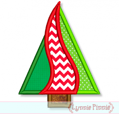 Three Color Christmas Tree Applique 4x4 5x7 6x10 7x11