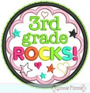 3rd Grade Rocks Applique Circle Scallop 4x4 5x7 6x10