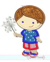 Sparkler Cutie Boy Applique 4x4 5x7 6x10 SVG