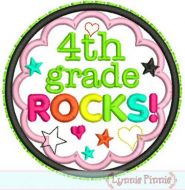 4th Grade Rocks Applique Circle Scallop 4x4 5x7 6x10