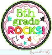 5th Grade Rocks Applique Circle Scallop 4x4 5x7 6x10