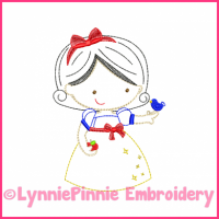 Apple Princess Cutie Colorwork Sketch Embroidery Design 4x4 5x7