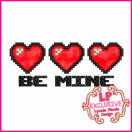 Pixel Hearts BE MINE Applique 5x7 6x10