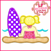 Beach Surf Girl 1 Applique 4x4 5x7 6x10 SVG