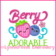 Berry Adorable Strawberry Blueberry Applique Design 4x4 5x7 6x10 7x11