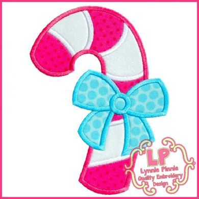 Candy Cane with Bow Applique 4x4 5x7 6x10 SVG