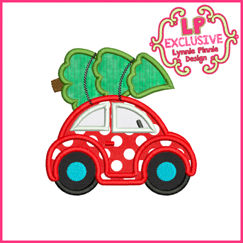 Christmas Tree Buggy Car Applique Design 4x4 5x7 6x10 7x11