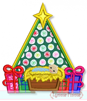 Christmas Tree with Baby Jesus Applique 4x4 5x7 6x10 7x11