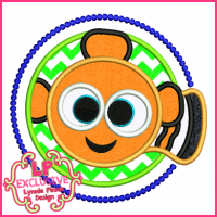 Clown Fish Circle Applique 4x4 5x7 6x10 7x11