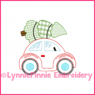 ColorWork Christmas Tree Buggy Car Sketch Embroidery Design 4x4 5x7 6x10 7x11