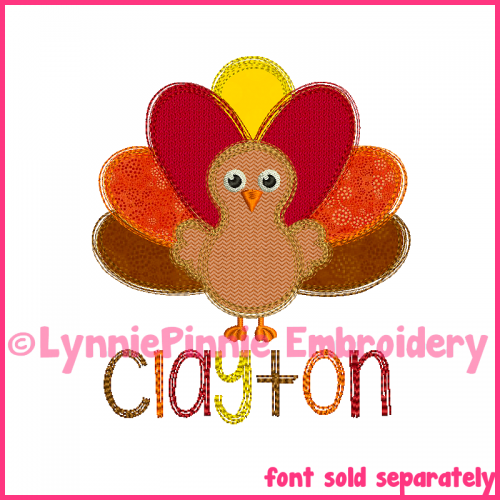 Colored Pencil Turkey Applique Embroidery Design 4x4 5x7 6x10 7x11