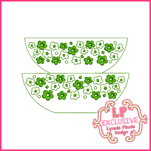 Colorwork Vintage Kitchen Bowls 1 Embroidery Design 4x4 5x7 6x10