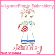 Vintage Valentine Boy Colorwork Sketch Embroidery Design 4x4 5x7 6x10