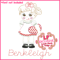 Vintage Valentine Girl Colorwork Sketch Embroidery Design 4x4 5x7 6x10