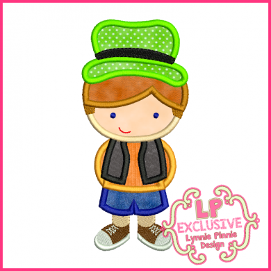 Cute Hat Boy Applique 4x4 5x7 6x10 SVG