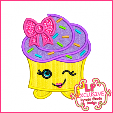 Cutie Kawaii Cupcake Applique 4x4 5x7 6x10 7x11 SVG