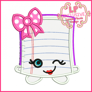 Cutie Kawaii Notebook Applique 4x4 5x7 6x10 7x11