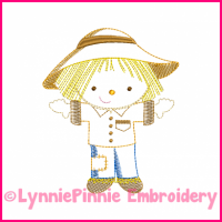 Scarecrow Colorwork Sketch Embroidery Design 4x4 5x7 6x10