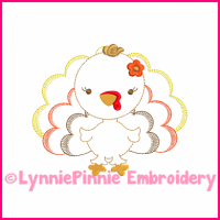 Turkey Girl Colorwork Sketch Embroidery Design 4x4 5x7 6x10