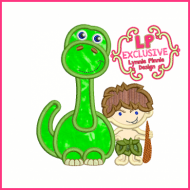 Dinosaur and Caveman Buddies Applique 4x4 5x7 6x10 7x11