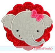 Elephant Girl Scallop Applique 4x4 5x7 6x10 7x11 SVG