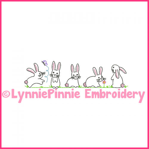 ColorWork Simple Bunnies Machine Embroidery Design File 4x4 5x7 6x10