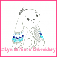 Colorwork Tribal Bunny 2 Vintage Boy Sketch Machine Embroidery Design File 4x4 5x7 6x10