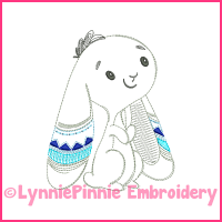 Colorwork Tribal Bunny 2 Vintage Boy Sketch Machine Embroidery Design File 4x4 5x7 6x10