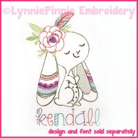 Colorwork Tribal Bunny Vintage Girl Sketch Machine Embroidery Design File 4x4 5x7 6x10