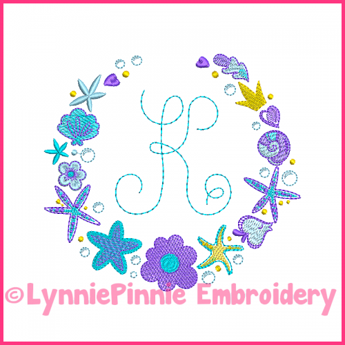 Mermaid Frame for Monogram 4 sizes 4x4 5x7 6x10 Frame ColorWork Sketch Machine Embroidery Design File