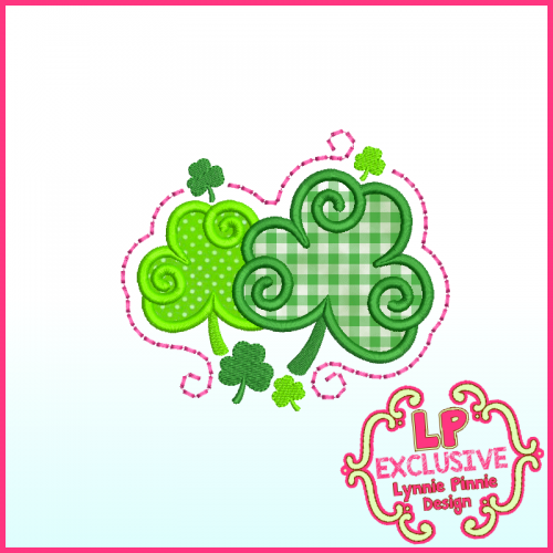 Swirly Shamrocks Applique Machine Embroidery Design File 4x4 5x7 6x10