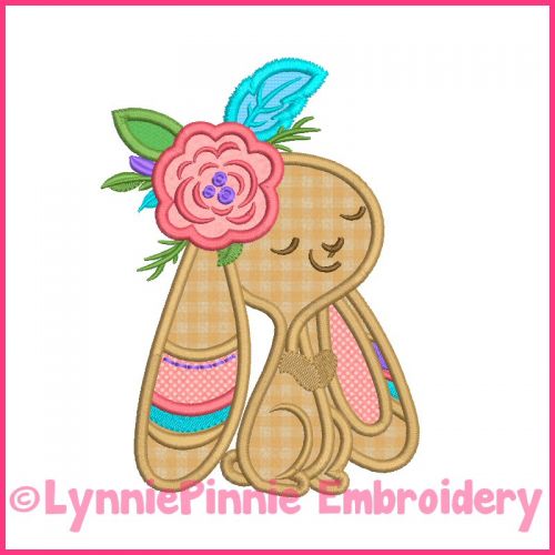 Tribal Bunny 1 Girl Applique Machine Embroidery Design File 4x4 5x7 6x10 7x11