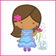 Flower Princess Blanket Stitch Applique Machine Embroidery Design File 4 Sizes 5x7 6x10