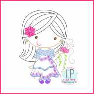 Flower Princess ColorWork Machine Embroidery Design File 6 Sizes 4x4 5x7 6x10