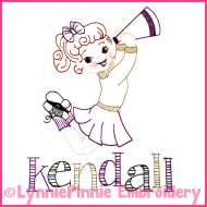 Vintage Cheerleader Colorwork Sketch Embroidery Design 4x4 5x7 6x10