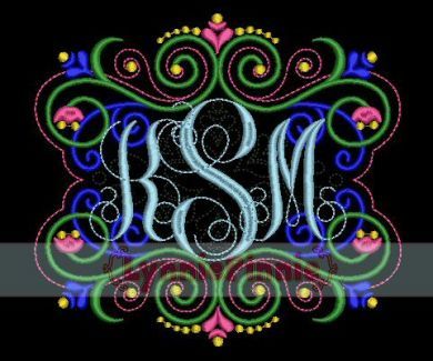 Flourish Frame 3 Embroidery Design 4x4 5x7 6x10