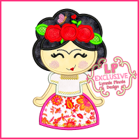 Little Frida Cutie Applique Embroidery Design 4x4 5x7 6x10 7x11