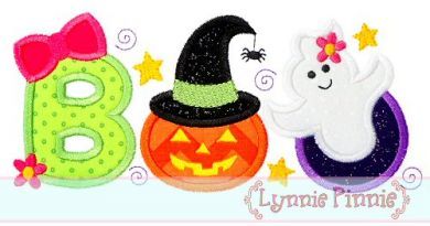 Girly BOO Applique 4x4 5x7 6x10 SVG