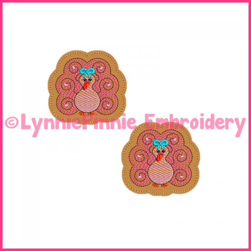 Swirly Girly TURKEY Felt Clippie Embroidery Design 4x4