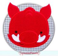 Hog Circle Applique 4x4 5x7 6x10 7x11 SVG