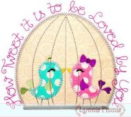 How Tweet It Is Birds in Cage DECO Applique 4x4 5x7 6x10 7x11