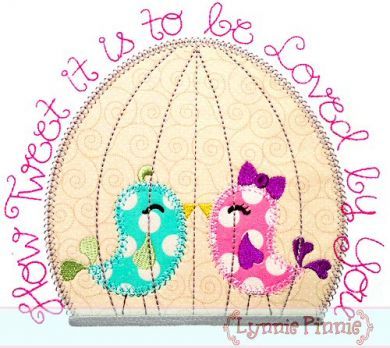 How Tweet It Is Birds in Cage DECO Applique 4x4 5x7 6x10 7x11