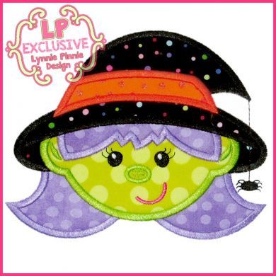 Happy Witch Applique 4x4 5x7 6x10 7x11 SVG