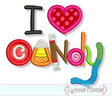 I Love Candy Applique 4x4 5x7 6x10