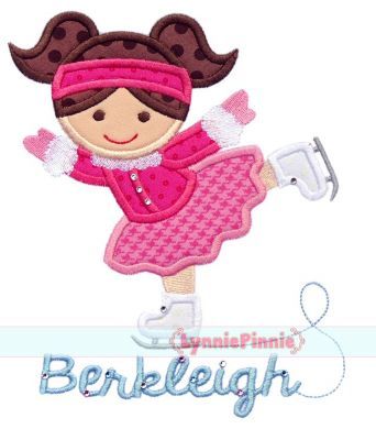 Ice Skater Girl Applique 4x4 5x7 6x10 7x11 SVG