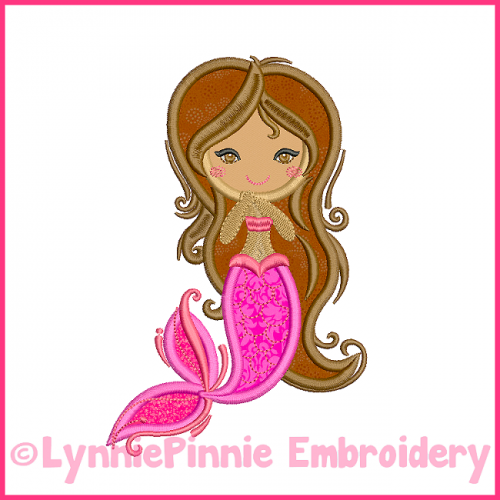 Fancy Applique Mermaid 4x4 5x7 6x10 Machine Embroidery Digital Design File