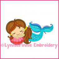 Sleepy Applique Mermaid 4x4 5x7 6x10  Machine Embroidery Digital Design File